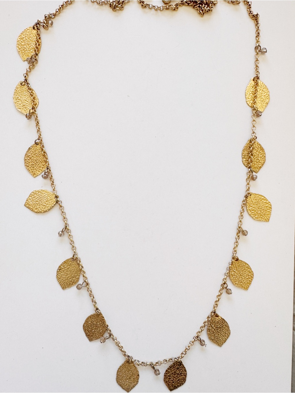 Textured Gold Leaf Charm Necklace for Women